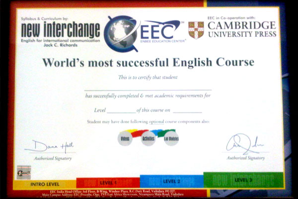 spoken english Certificate